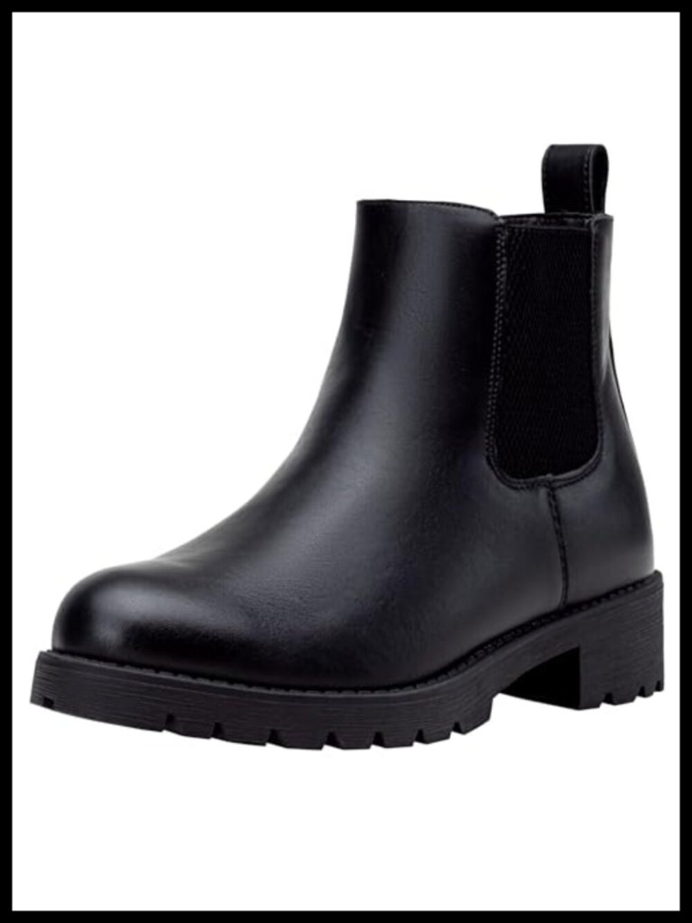 Women's Chelsea Ankle Boots Faux Leather Pull-On Low Heel Booties